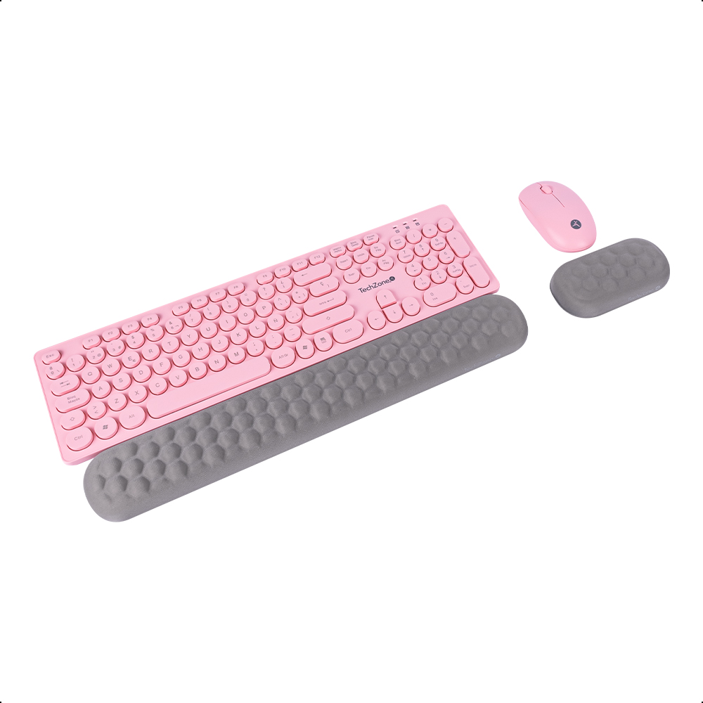 Foto 3 pulgar | Kit Combo Rosa Teclado Y Mouse Inalámbrico Con Descansa Muñecas