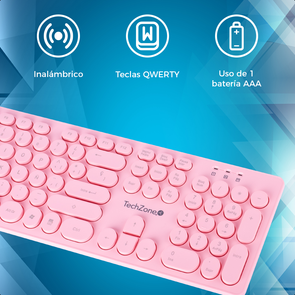 Foto 6 | Kit Combo Rosa Teclado Y Mouse Inalámbrico Con Descansa Muñecas