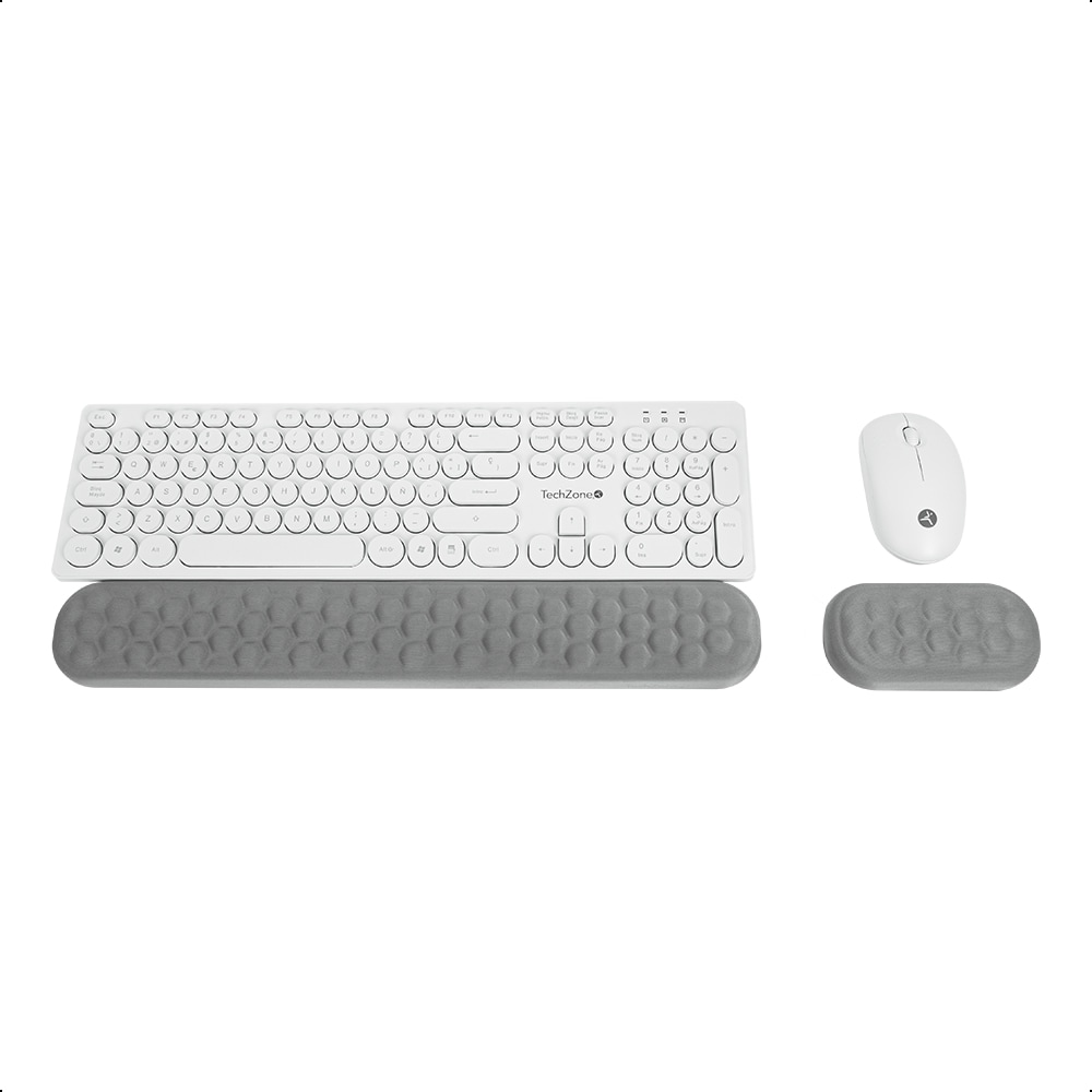 Kit Combo Blanco Teclado Inalámbrico Con Descansa Muñecas $589