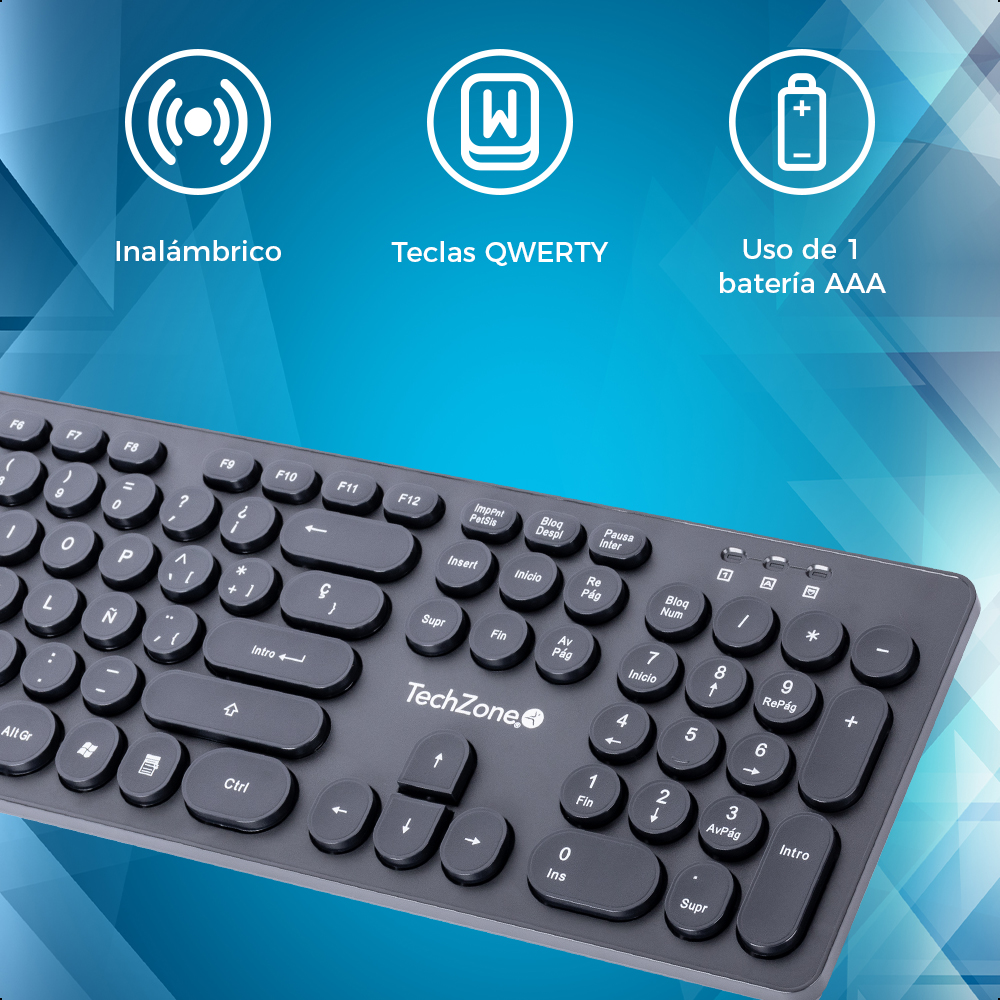 Foto 7 | Kit Combo Negro Teclado Inalámbrico Con Descansa Muñecas