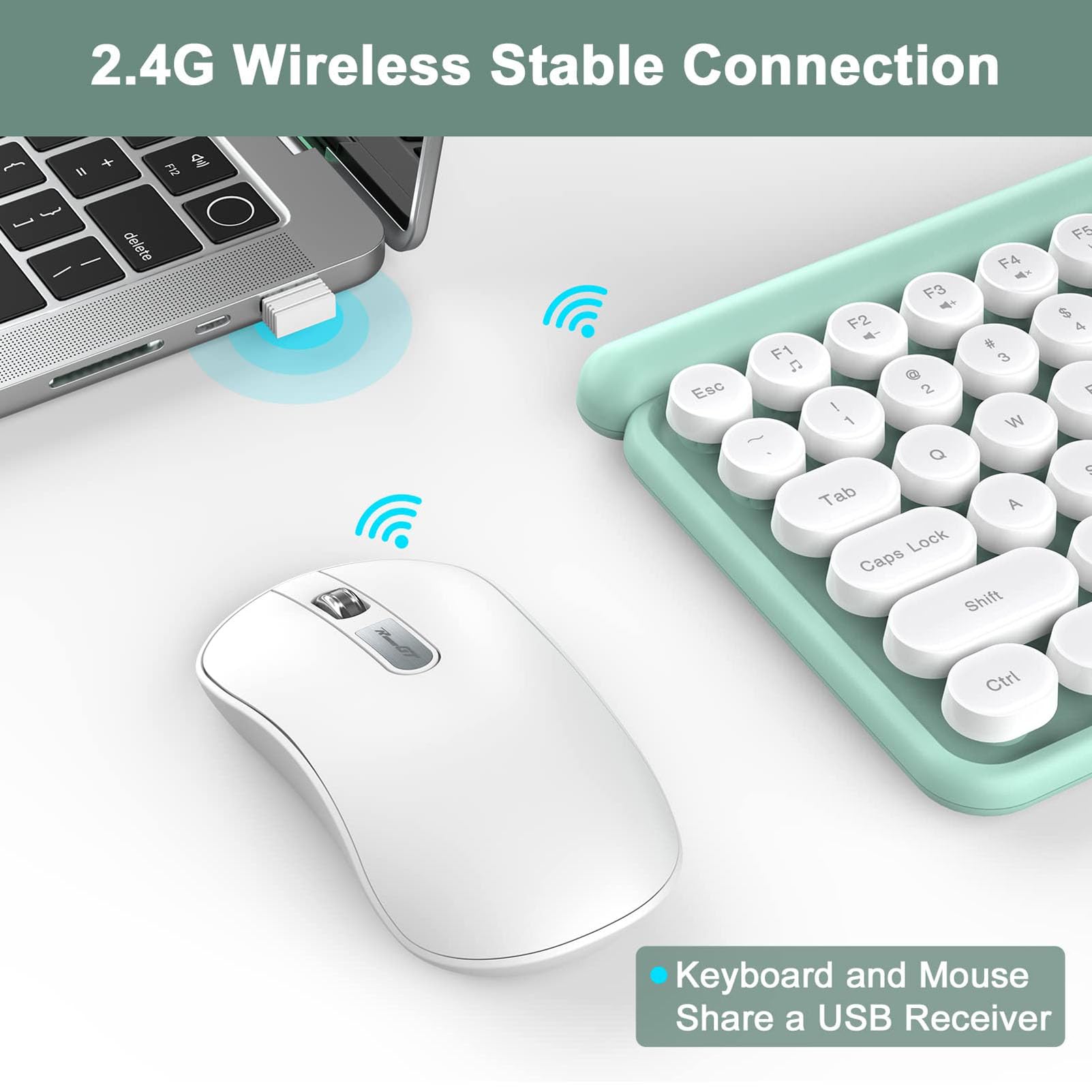 Foto 3 pulgar | Set de Teclado Estilo Máquina de Escribir y Ratón RaceGT Inalámbricos - Venta Internacional
