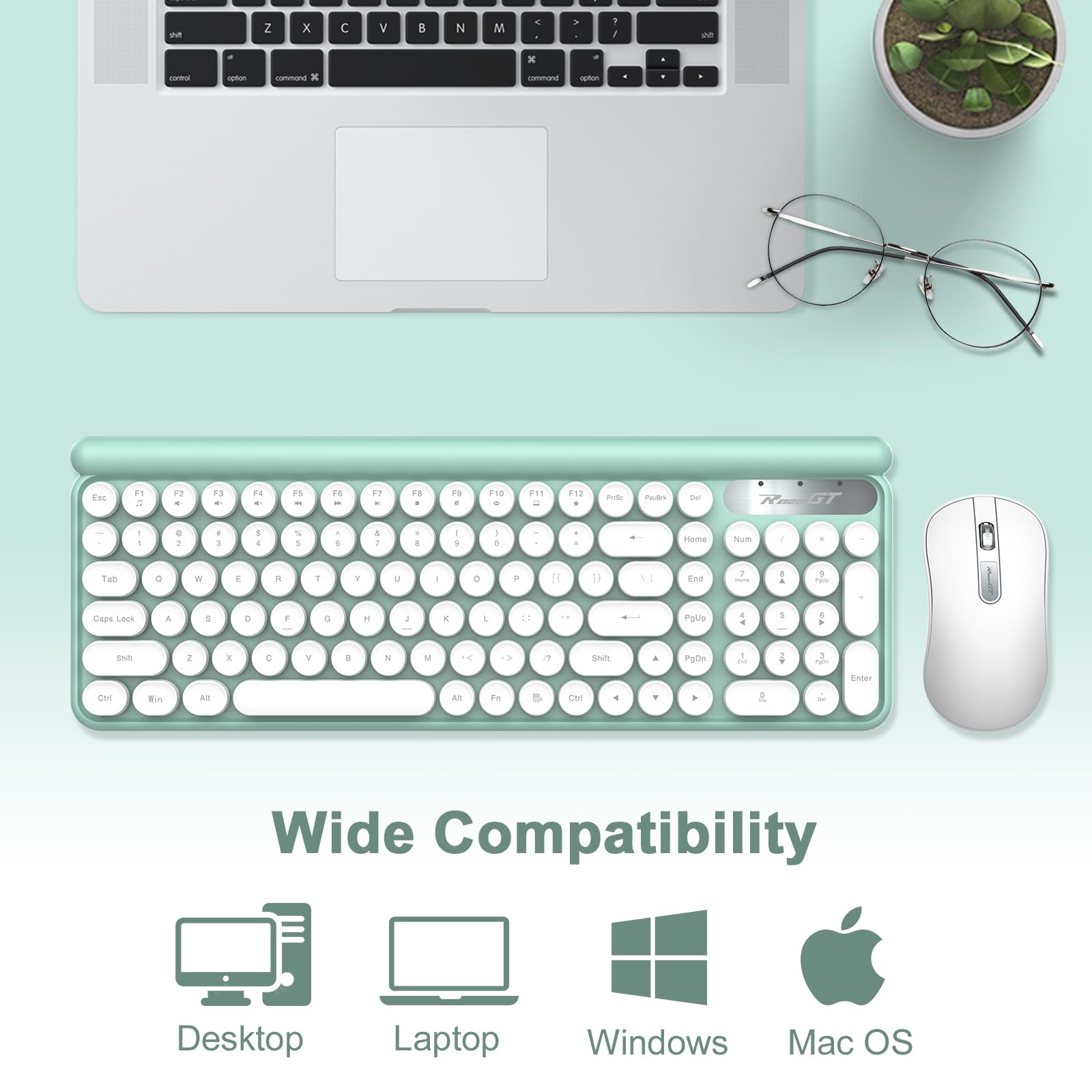 Foto 7 pulgar | Set de Teclado Estilo Máquina de Escribir y Ratón RaceGT Inalámbricos - Venta Internacional