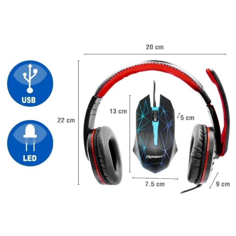 Foto 3 pulgar | Kit Gamer Audifonos y Mouse con Led