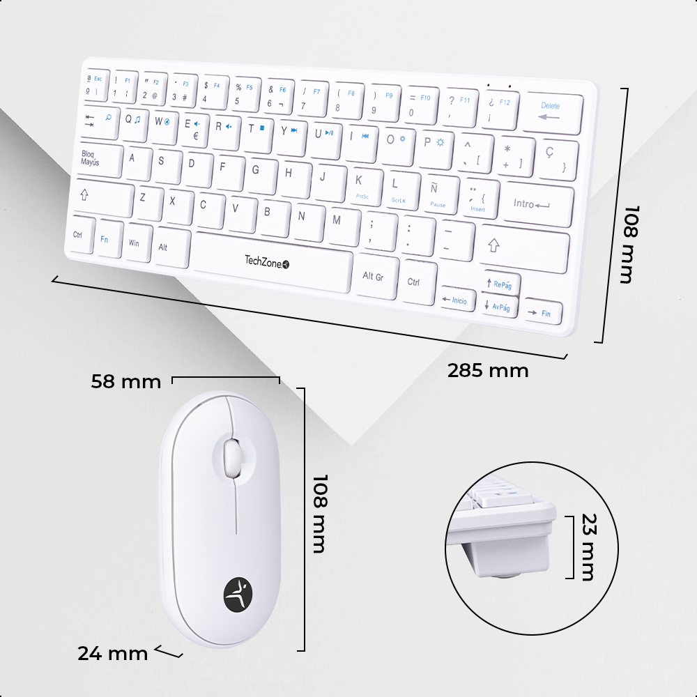 Foto 7 pulgar | Teclado Y Mouse Inalámbrico Techzone Young Poppink Blanco