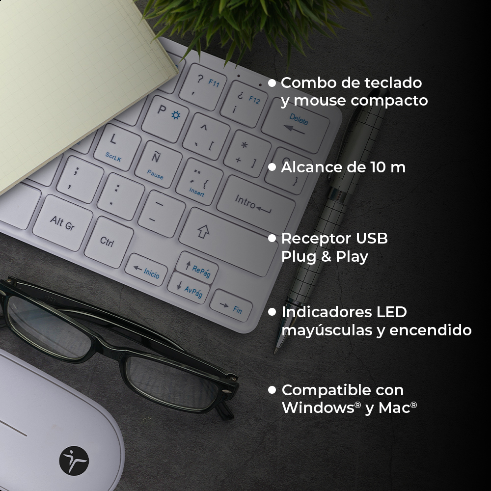 Foto 8 pulgar | Teclado Y Mouse Inalámbrico Techzone Young Poppink Blanco