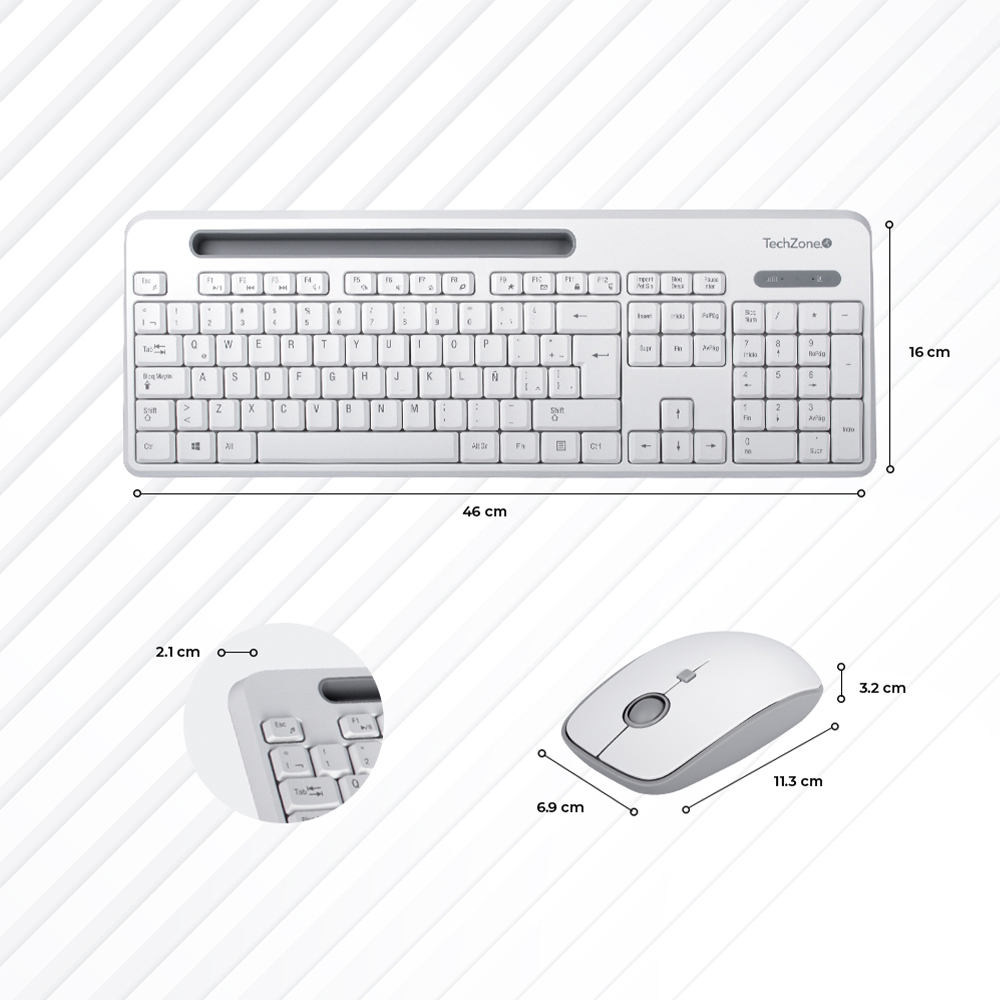 Foto 6 | Kit Teclado Y Mouse Techzone Inalámbrico Soporte De Móvil B