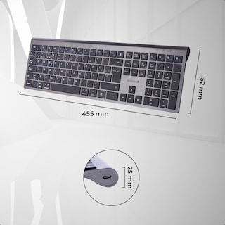 Foto 6 | Teclado Inalámbrico Hefestos Recargable Conx Dual Bluetooth alcance 10 metro 80hr Uso batería
