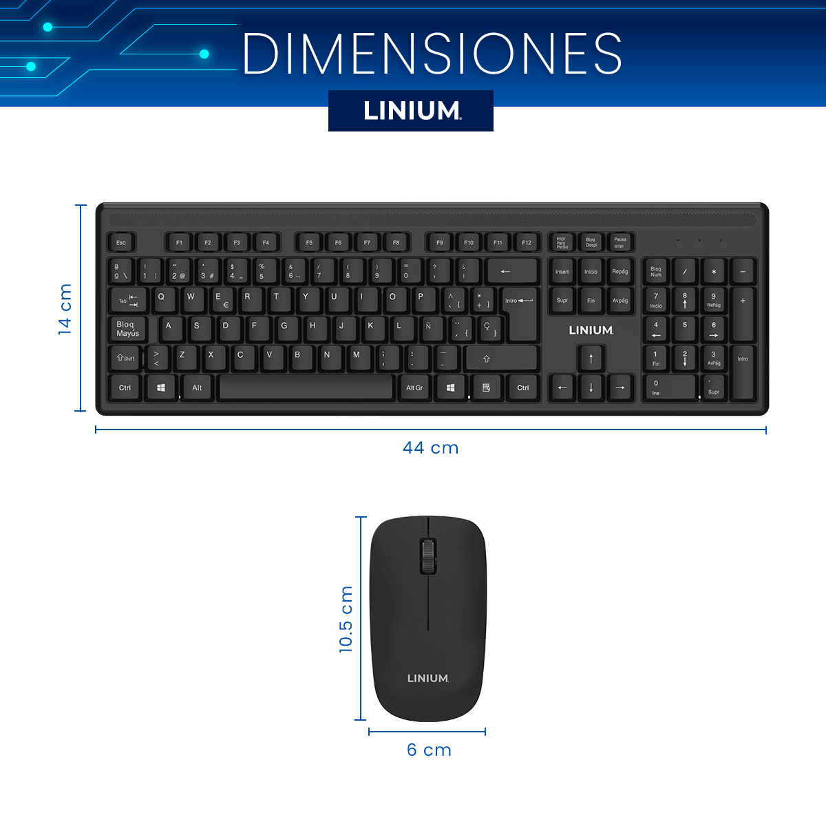 Foto 3 pulgar | Teclado con Mouse Inalámbrico Linium Negro