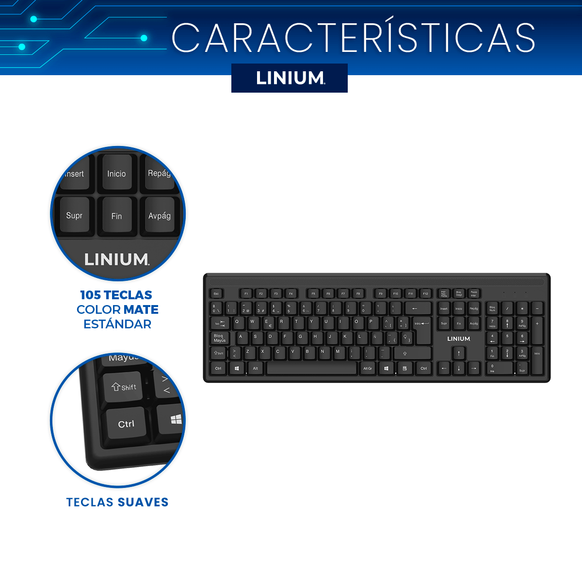 Foto 5 pulgar | Teclado con Mouse Inalámbrico Linium Negro
