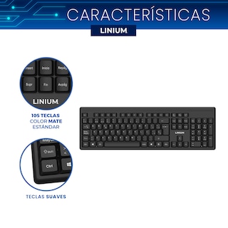 Foto 4 | Teclado con Mouse Inalámbrico Linium Negro