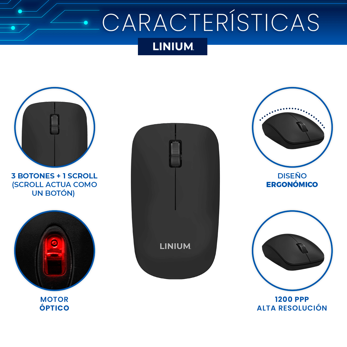 Foto 6 pulgar | Teclado con Mouse Inalámbrico Linium Negro