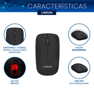 Foto 5 | Teclado con Mouse Inalámbrico Linium Negro
