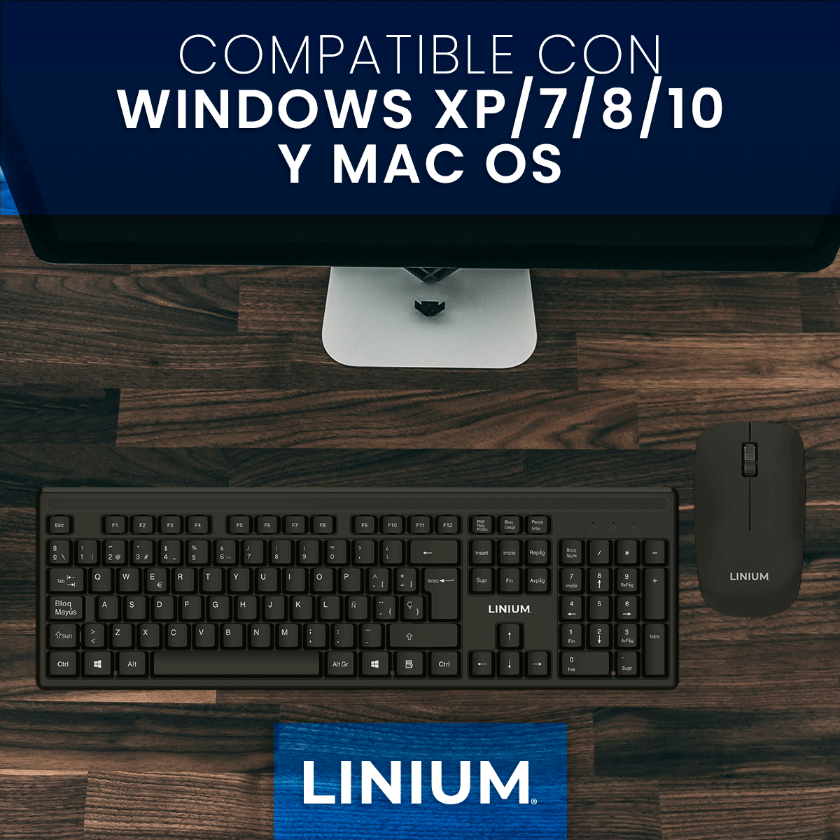 Foto 6 | Teclado con Mouse Inalámbrico Linium Negro