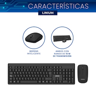 Foto 7 | Teclado con Mouse Inalámbrico Linium Negro