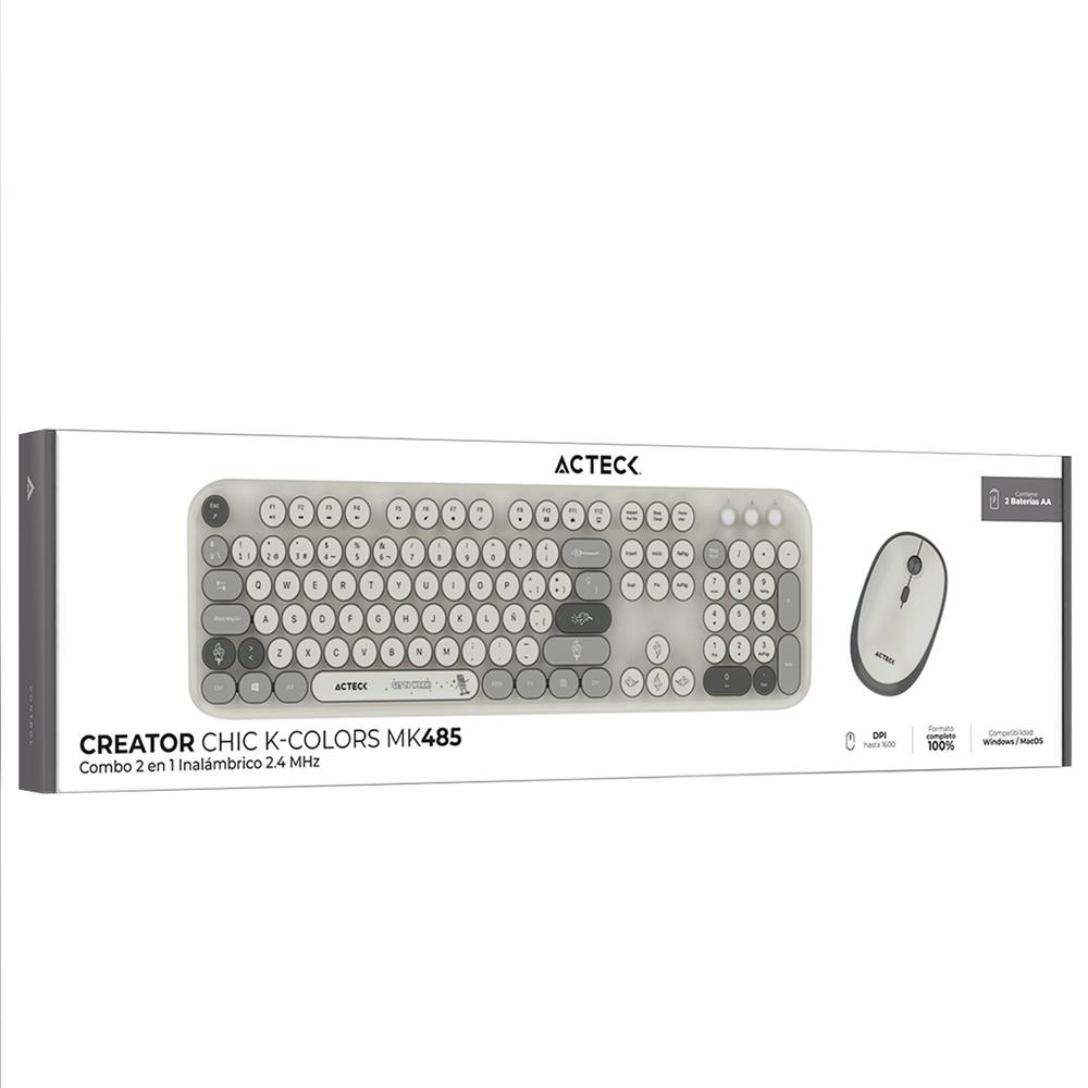 Foto 5 pulgar | Kit Teclado Y Mouse Acteck Creator Chic K-colors Mk485 Inalambrico Usb 2.4 Mhz Gris Ac-940184