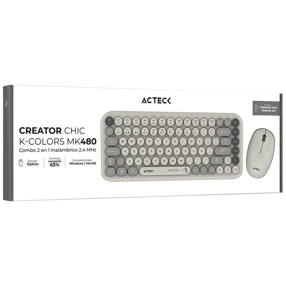 Foto 6 pulgar | Kit Teclado Y Mouse Acteck Creator Chic K-colors Mk480 Inalambrico Usb 2.4 Mhz Gris Ac-940221