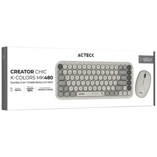 Foto 5 | Kit Teclado Y Mouse Acteck Creator Chic K-colors Mk480 Inalambrico Usb 2.4 Mhz Gris Ac-940221