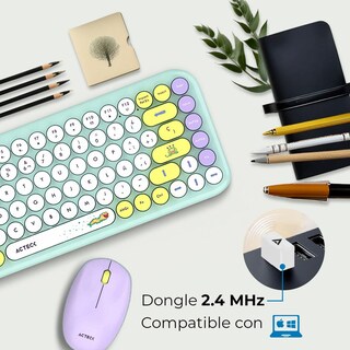 Foto 2 | Kit Teclado Y Mouse Acteck Creator Chic K-colors Mk480 Inalambrico Usb 2.4 Mhz Tiffany Ac-940238