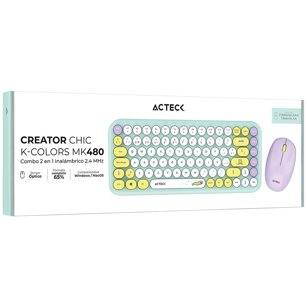 Foto 5 | Kit Teclado Y Mouse Acteck Creator Chic K-colors Mk480 Inalambrico Usb 2.4 Mhz Tiffany Ac-940238