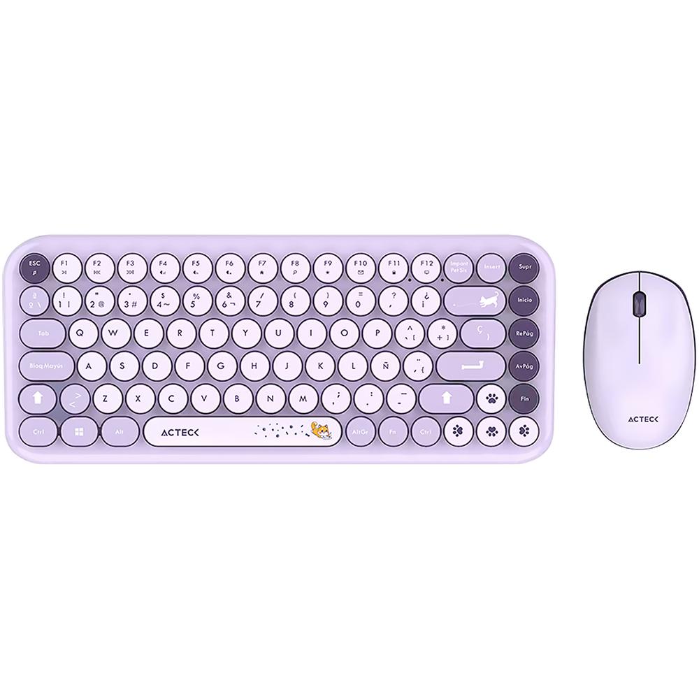 Foto 1 | Kit Teclado Y Mouse Acteck Creator Chic K-colors Mk480 Inalambrico Usb 2.4 Mhz Violeta Ac-940252