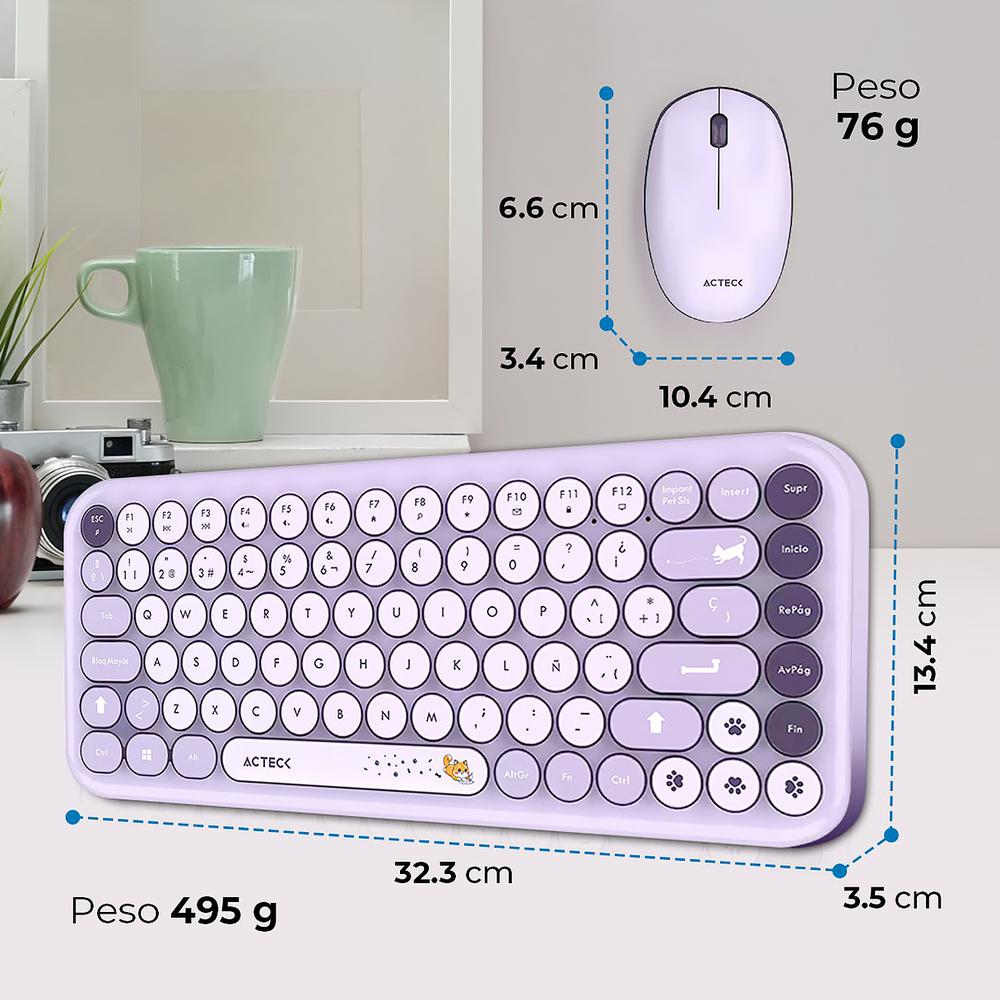 Foto 5 pulgar | Kit Teclado Y Mouse Acteck Creator Chic K-colors Mk480 Inalambrico Usb 2.4 Mhz Violeta Ac-940252
