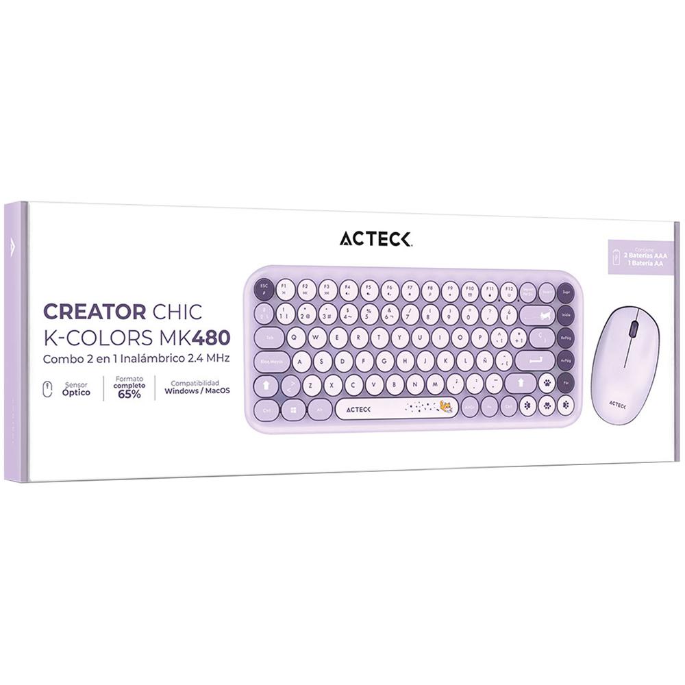 Foto 6 pulgar | Kit Teclado Y Mouse Acteck Creator Chic K-colors Mk480 Inalambrico Usb 2.4 Mhz Violeta Ac-940252
