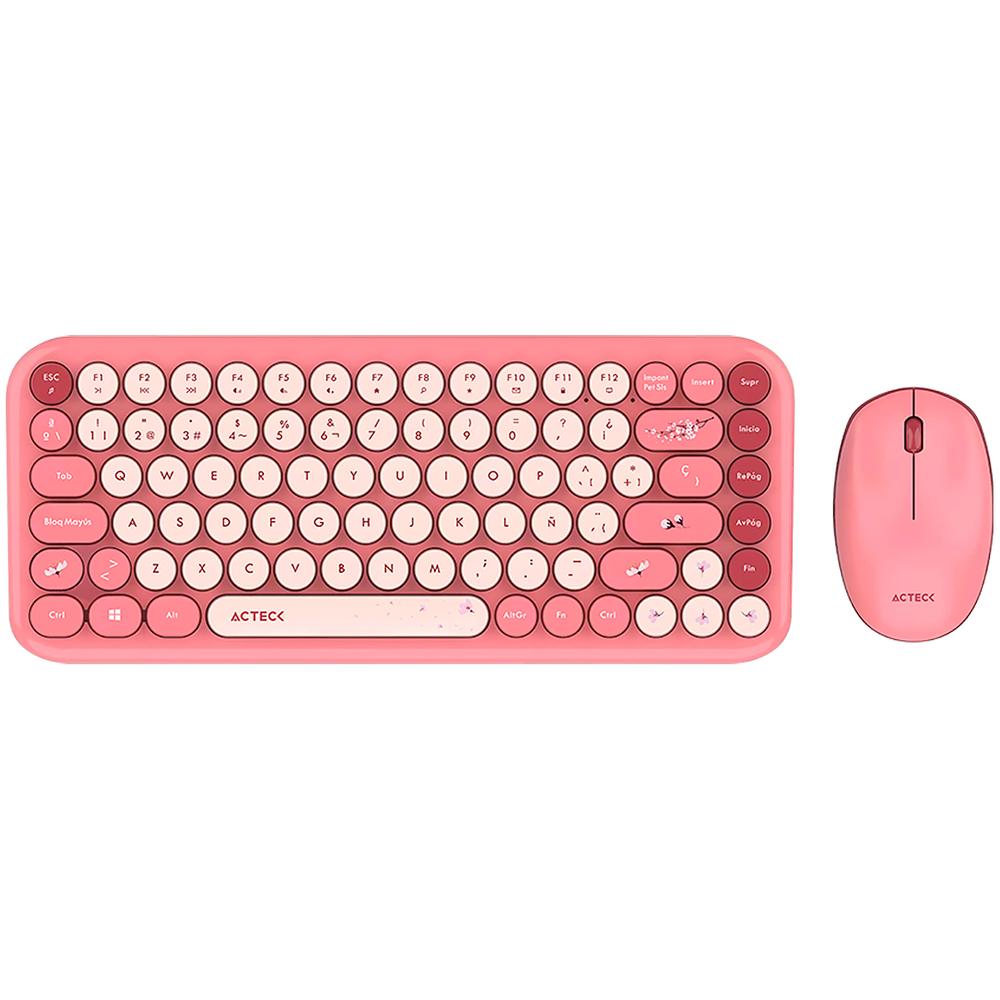 Kit Teclado Y Mouse Acteck Creator Chic K-colors Mk480 Inalambrico Usb 2.4 Mhz Rojo Ac-940245