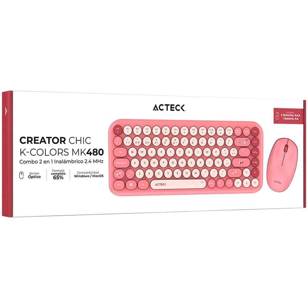 Foto 5 | Kit Teclado Y Mouse Acteck Creator Chic K-colors Mk480 Inalambrico Usb 2.4 Mhz Rojo Ac-940245