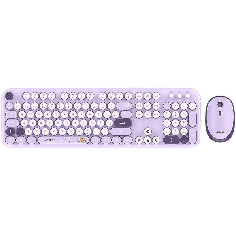 Kit Teclado Y Mouse Acteck Creator Chic K-colors Mk485 Inalambrico Usb 2.4 Mhz Violeta Ac-940214