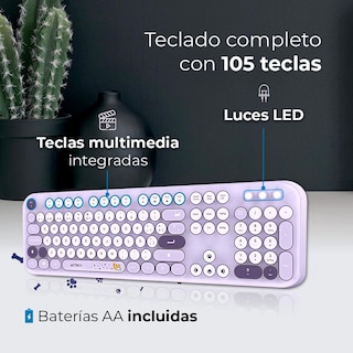 Foto 2 | Kit Teclado Y Mouse Acteck Creator Chic K-colors Mk485 Inalambrico Usb 2.4 Mhz Violeta Ac-940214