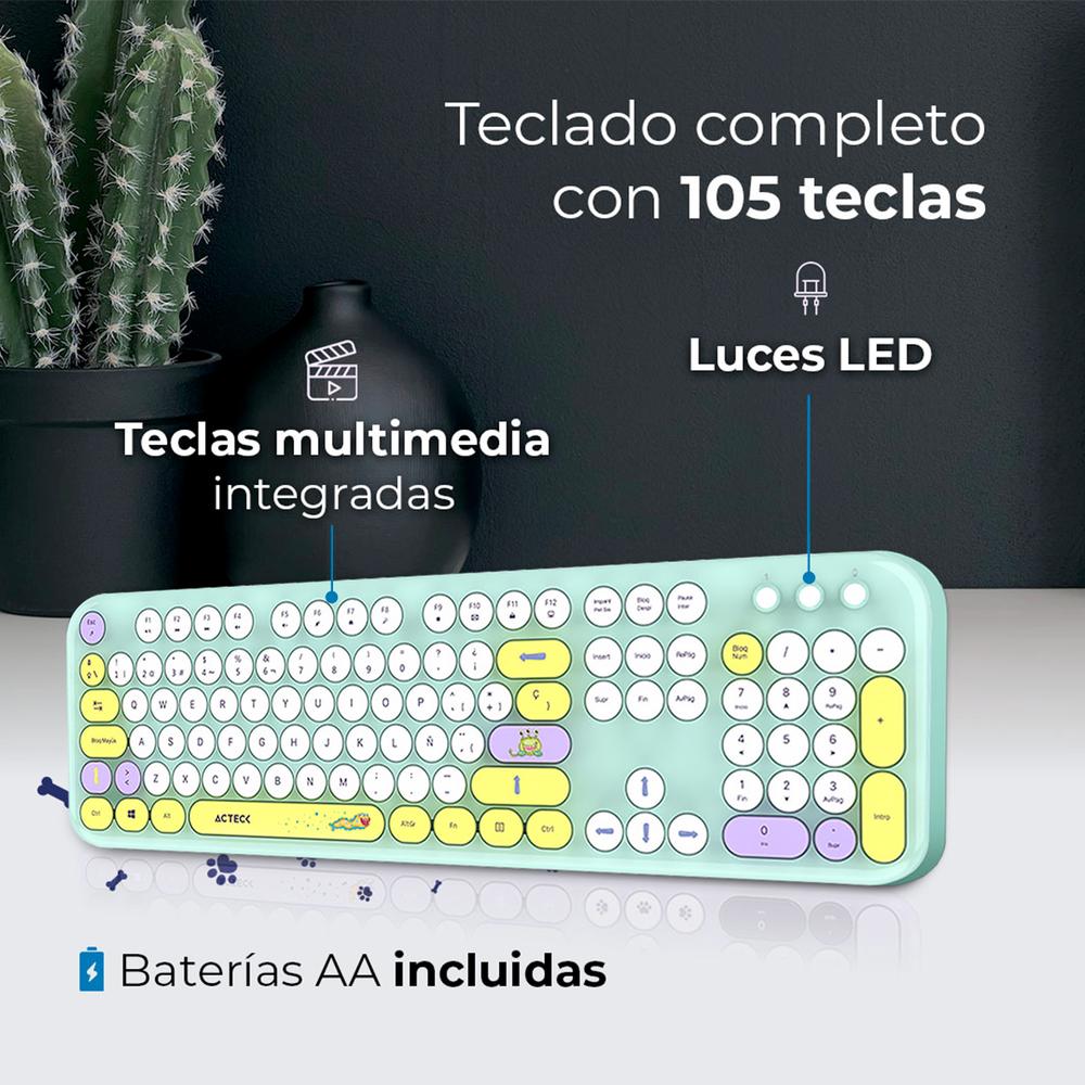 Foto 2 | Kit Teclado Y Mouse Acteck Creator Chic K-colors Mk485 Inalambrico Usb 2.4 Mhz Tiffany Ac-940191