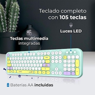Foto 2 | Kit Teclado Y Mouse Acteck Creator Chic K-colors Mk485 Inalambrico Usb 2.4 Mhz Tiffany Ac-940191
