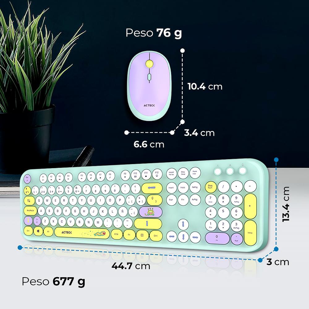 Foto 4 | Kit Teclado Y Mouse Acteck Creator Chic K-colors Mk485 Inalambrico Usb 2.4 Mhz Tiffany Ac-940191
