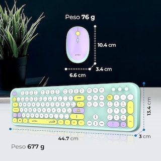 Foto 4 | Kit Teclado Y Mouse Acteck Creator Chic K-colors Mk485 Inalambrico Usb 2.4 Mhz Tiffany Ac-940191