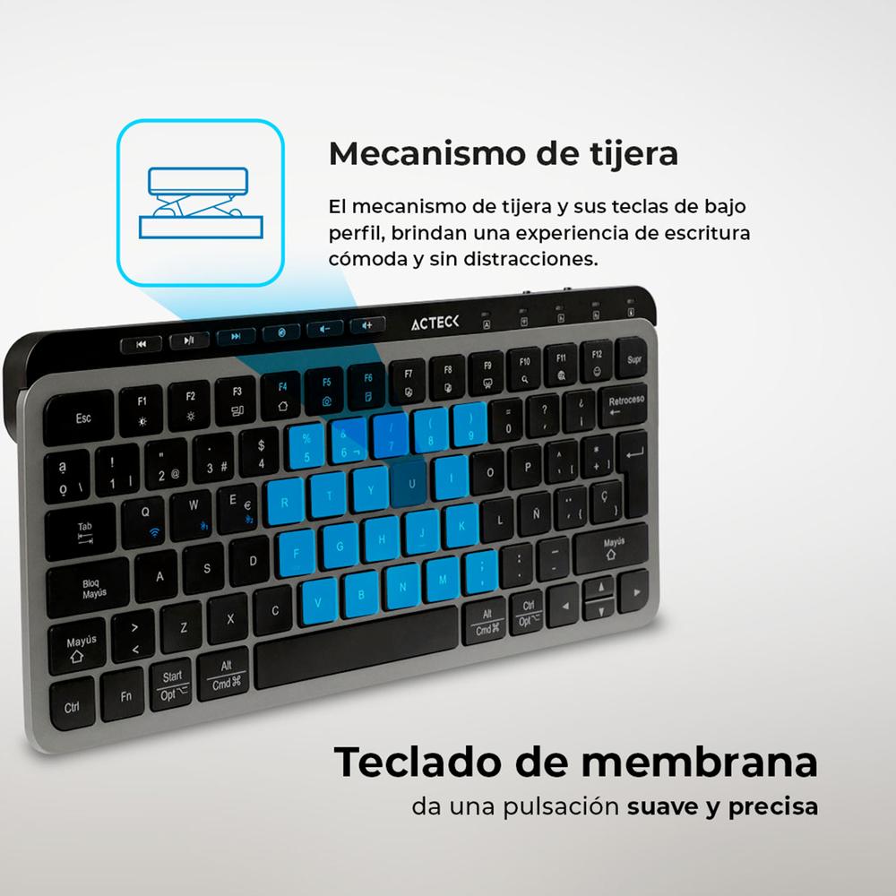 Foto 2 | Teclado y Mouse Acteck Creator Krea Mk750 Inalambrico Usb 2.4ghz + Bt 5.0 2000dpi Negro