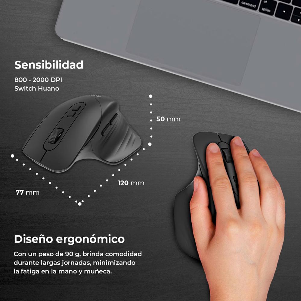 Foto 4 | Teclado y Mouse Acteck Creator Krea Mk750 Inalambrico Usb 2.4ghz + Bt 5.0 2000dpi Negro