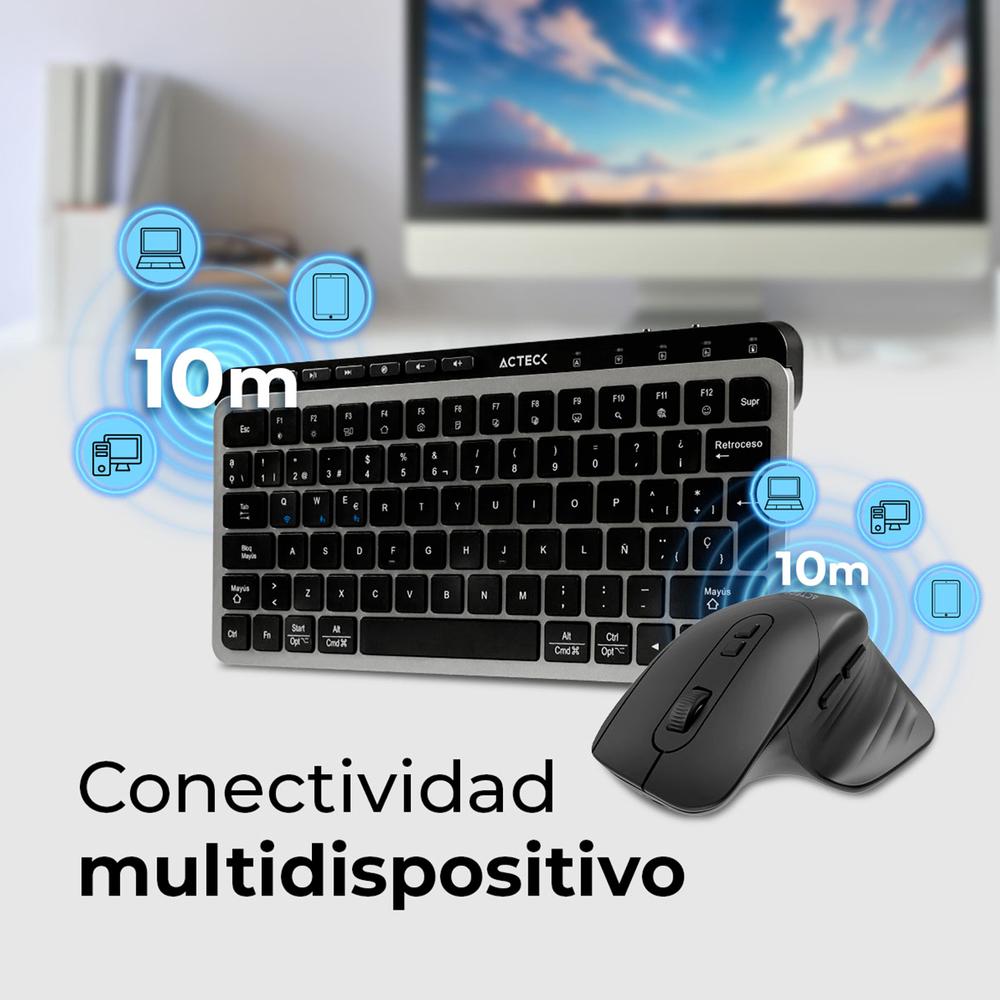 Foto 6 pulgar | Teclado y Mouse Acteck Creator Krea Mk750 Inalambrico Usb 2.4ghz + Bt 5.0 2000dpi Negro