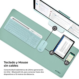 Foto 2 | Kit Teclado y Mouse Inalámbricos Acteck Creator Virtuos Slik MK720 Multidispositivo USB 2.4 MHz + BT 5.0