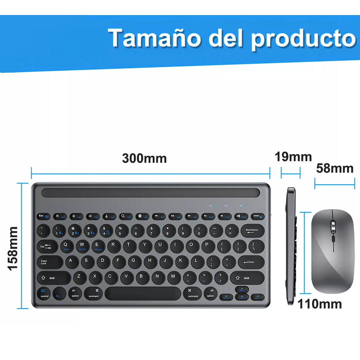 Foto 3 pulgar | Kits De Teclado Y Ratón Inalámbrico Computadora Recargable Eo Safe Imports Esi-18234 Negro