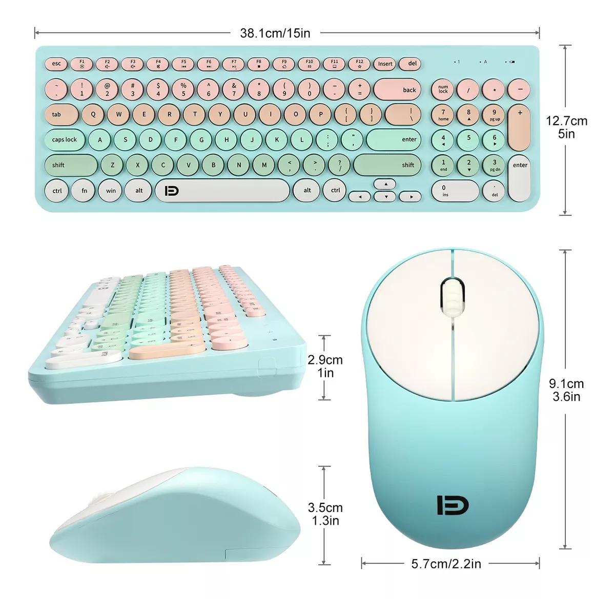 Foto 2 | Kit De Teclado Y Ratón Inalámbrico Usb Portátil Para Ordenad Eo Safe Imports Esi-18302 Multicolor