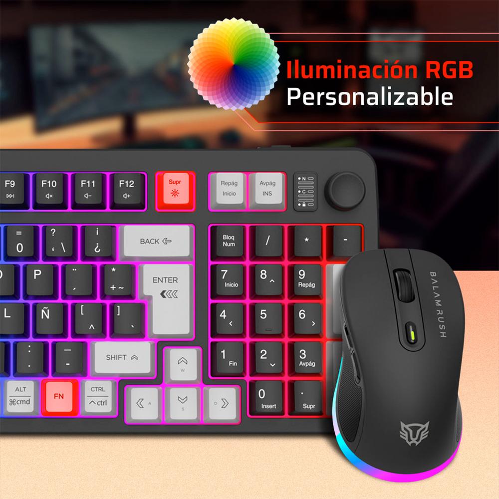 Foto 3 | Kit Teclado y Mouse Gamer Balam Rush Inalambrico Negro
