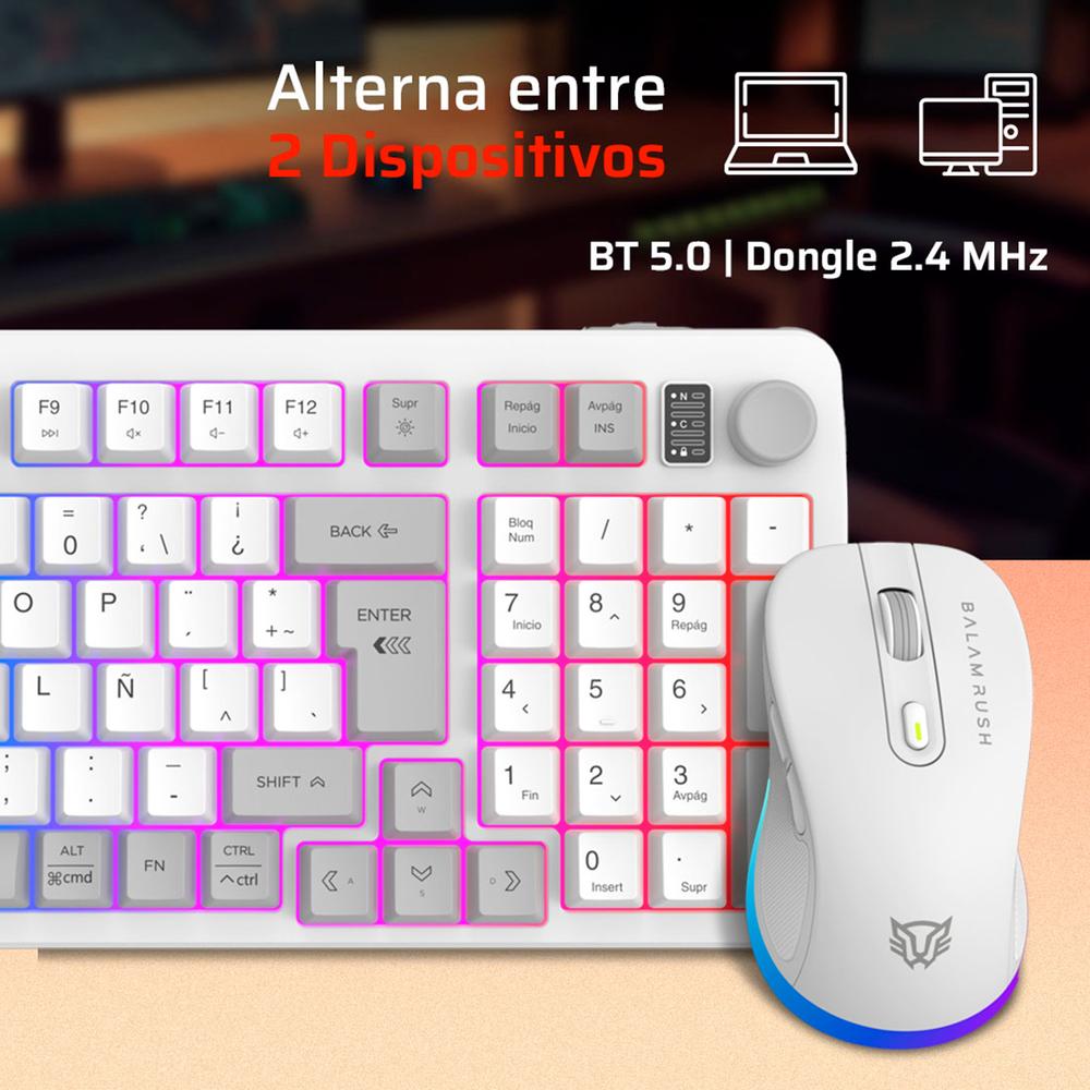 Foto 5 pulgar | Kit Teclado y Mouse Gamer Balam Rush Inalambrico Blanco