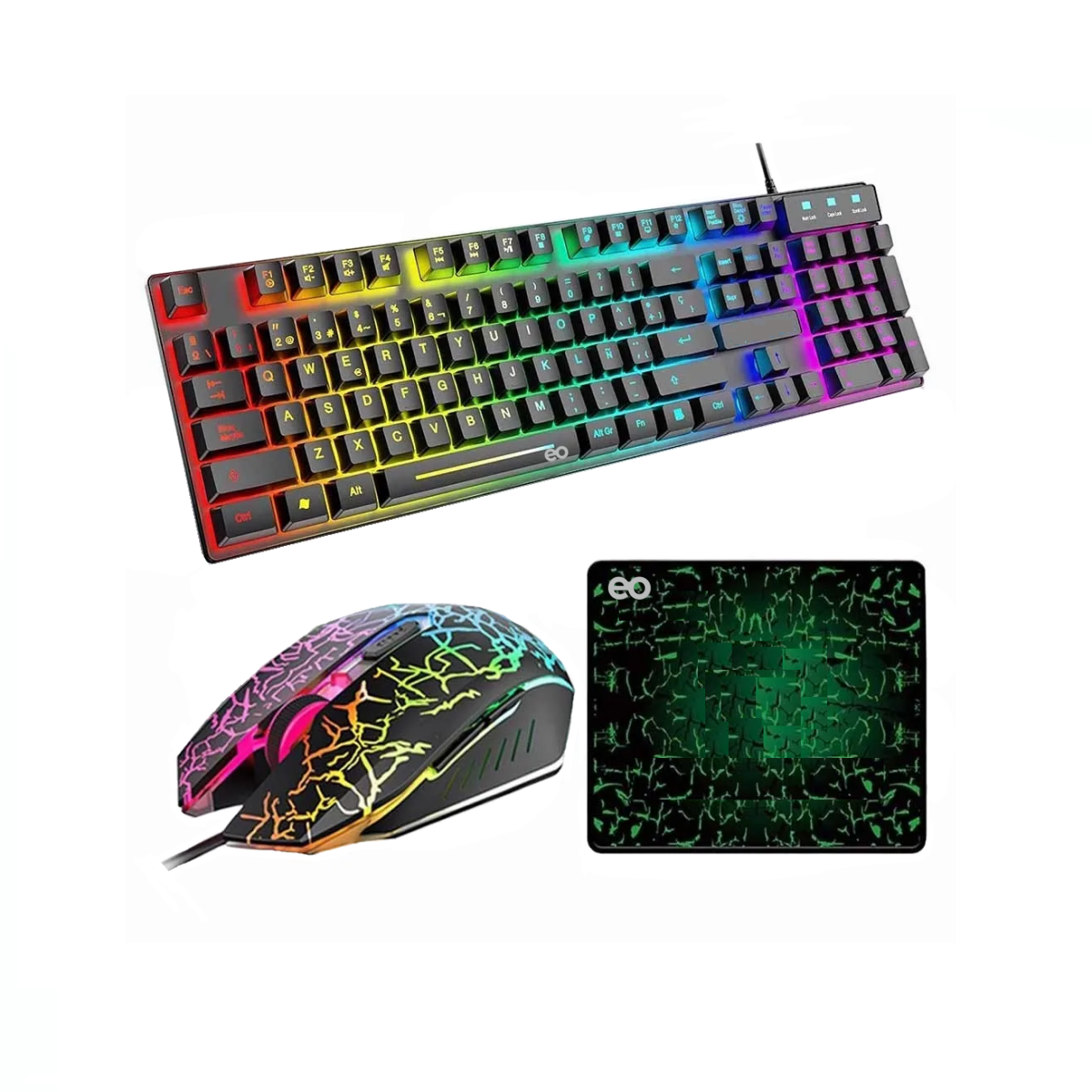 Foto 2 pulgar | Kit Teclado Mouse Gamer Profesional USB ESI-1880-1 Negro