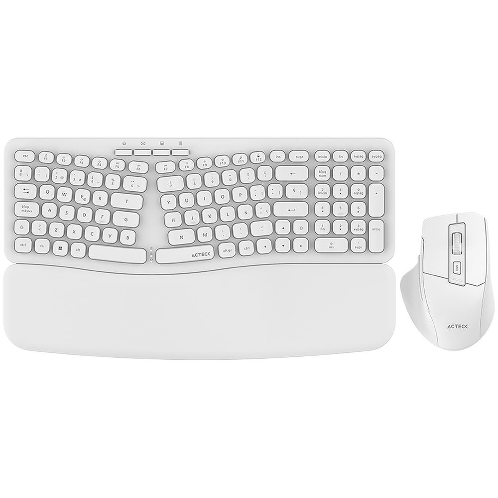 Teclado y Mouse Acteck Creator Ultra Confort Mk650 Ergonomico Inalambrico Usb 2.4 Ghz Blanco