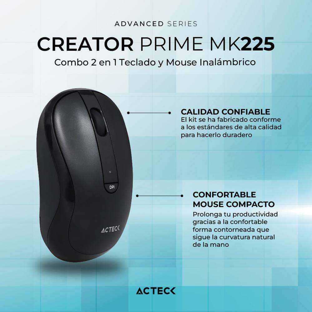 Foto 2 | Teclado y Mouse Acteck Creator Prime Mk225 Inalambrico Usb 2.4 Ghz Negro