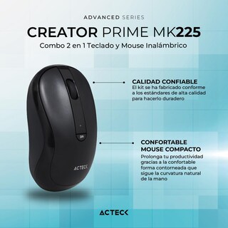 Foto 2 | Teclado y Mouse Acteck Creator Prime Mk225 Inalambrico Usb 2.4 Ghz Negro