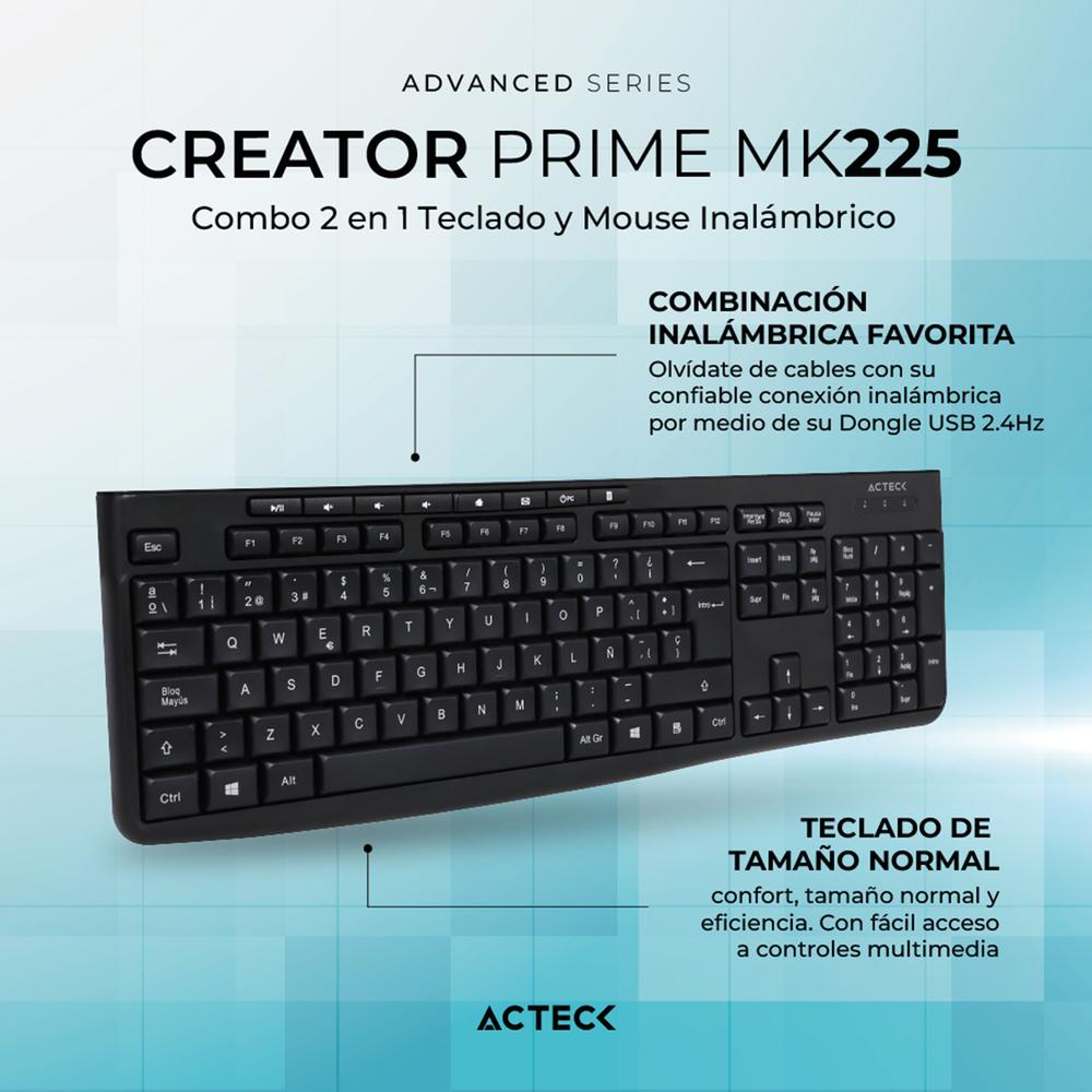 Foto 4 pulgar | Teclado y Mouse Acteck Creator Prime Mk225 Inalambrico Usb 2.4 Ghz Negro