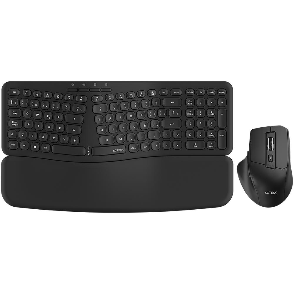 Teclado y Mouse Acteck Creator Ultra Confort Mk650 Ergonomico Inalambrico Usb 2.4 Ghz Negro