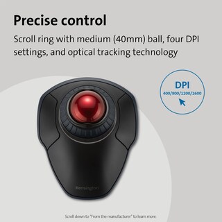 Foto 7 | Anillo De Desplazamiento Inalámbrico Trackball Kensington Orbit, Negro Y Rojo - Venta Internacional.