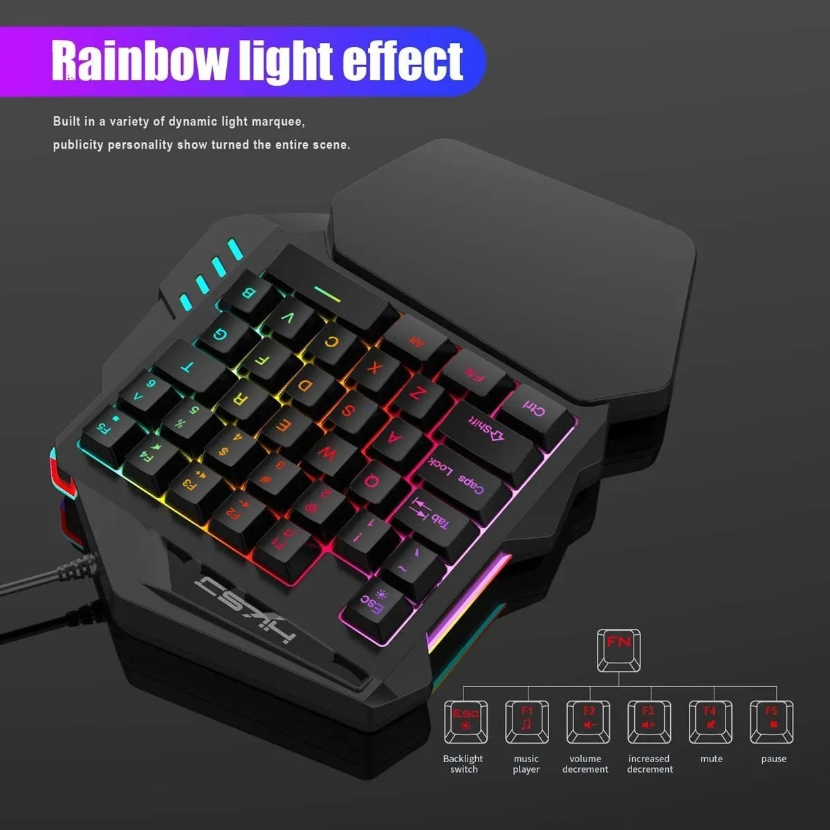 Foto 3 pulgar | Teclado de 35 Teclas para Videojuegos y Mouse Malubero color Negro
